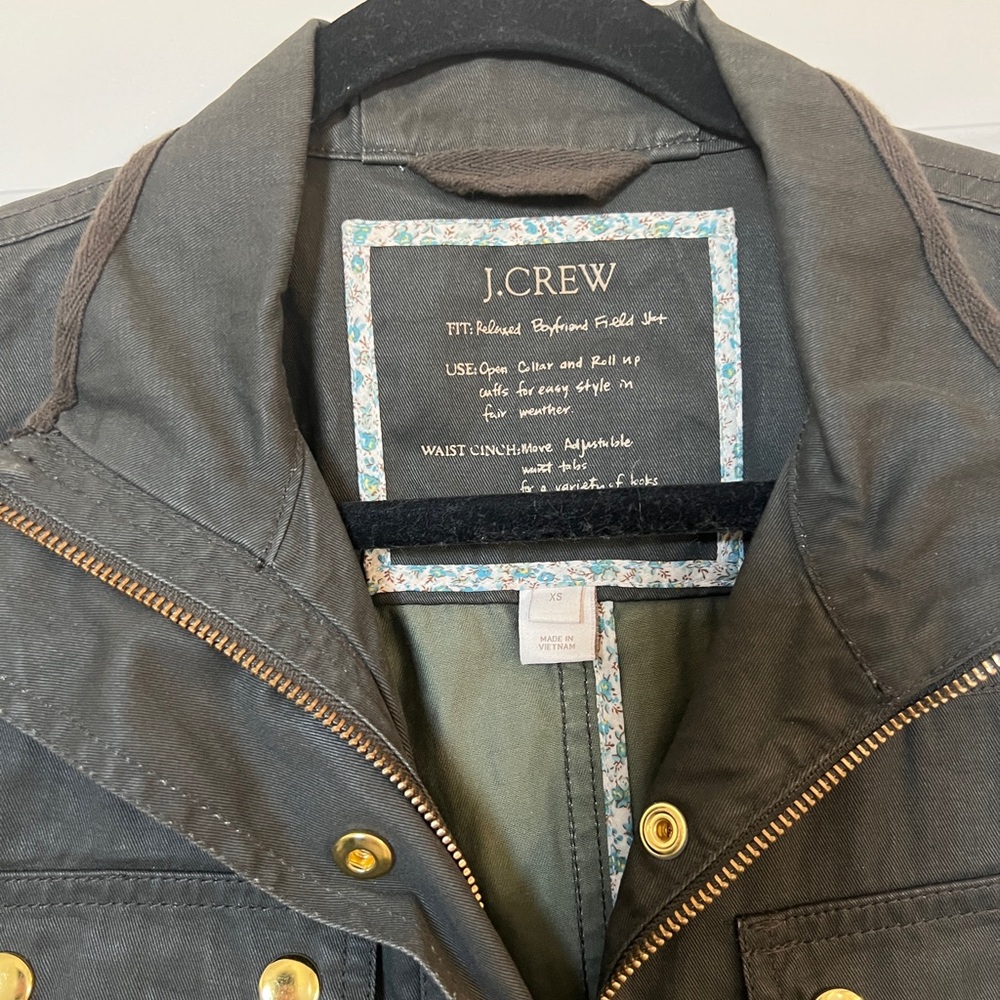 NWT J. Crew Women's Dark Olive Jacket with Gold Trim and Snap Buttons size XS - Picture 2 of 5